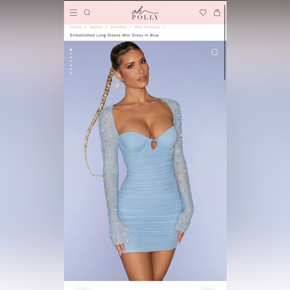 OhPolly Embellished Long Sleeve Mini Dress